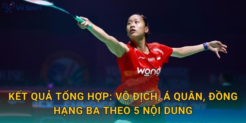 Kết quả tổng hợp: vô địch, á quân, đồng hạng ba theo 5 nội dung